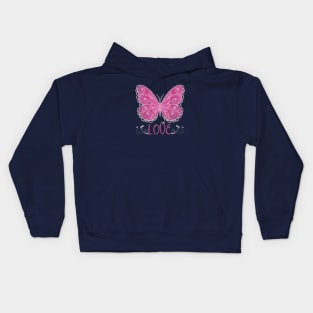 Pink Butterfly Love Filigree Kids Hoodie